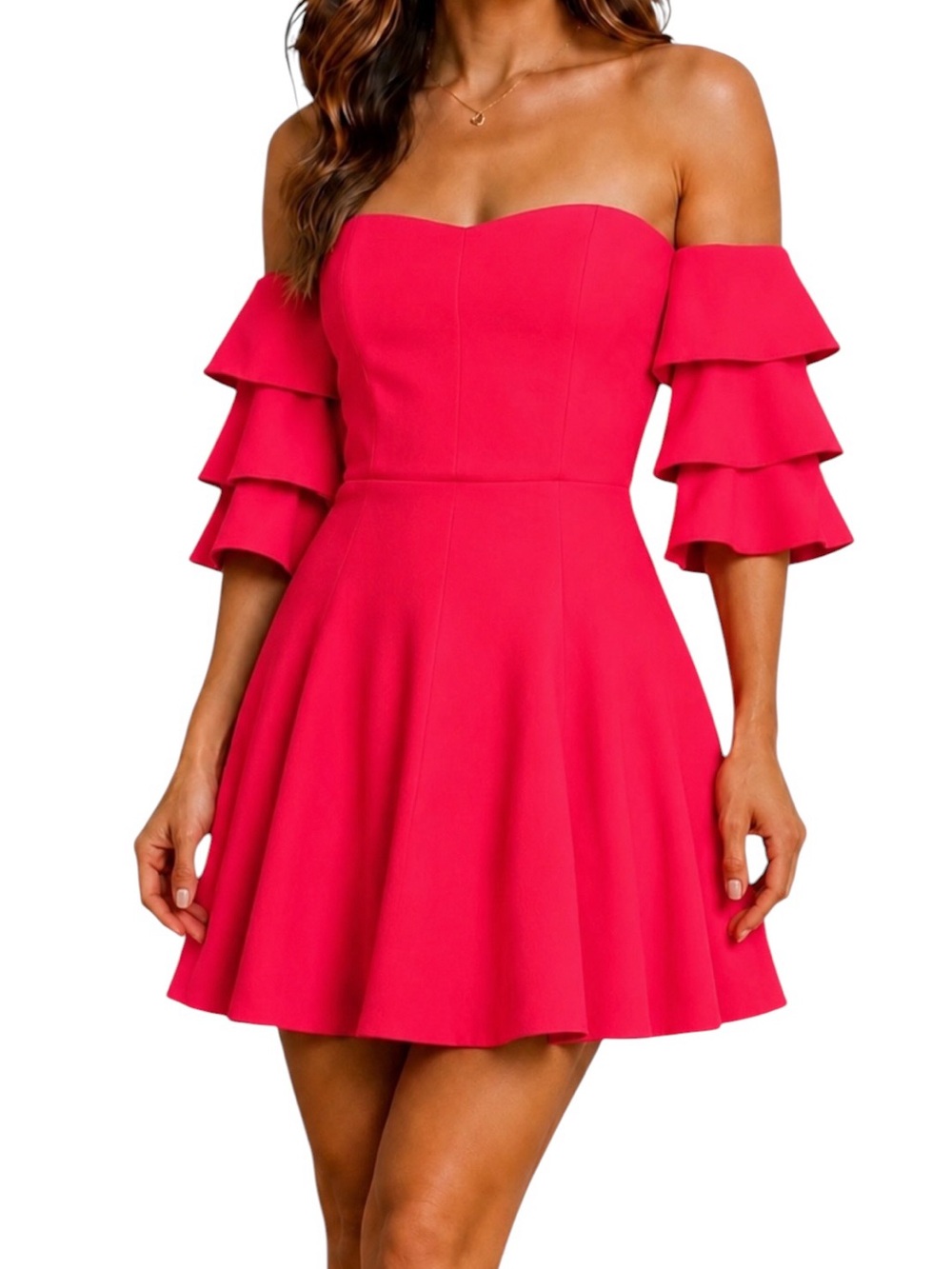 LN Amanda Uprichard Shelby Coral Pink Ruffle Off Shoulder Strapless Mini Dress S